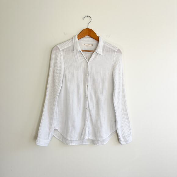 Xierena White Scout Gauze Button Down Top Shirt, Size Medium - Picture 5 of 13